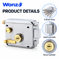 Serrure de porte à cylindre blindé Wonzo BXG0021 de haute qualité, en acier inoxydable 201 plaqué zinc, antivol, avec clé