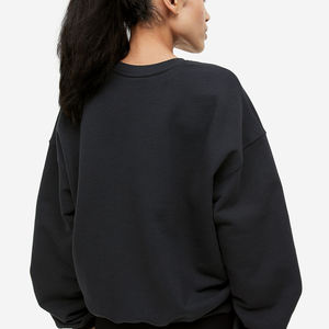 Sudadera lisa de cuello redondo al por mayor, sudadera lisa con logotipo personalizado para mujer, Sudadera de cuello redondo de gran tamaño con hombros caídos, sudadera para mujer - Product Image 4