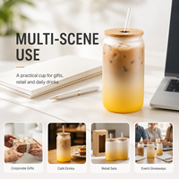 Gobelet personnalisé en verre borosilicate givré 250 ml, base antidérapante, sans BPA, compatible lave-vaisselle, motif personnalisé pour usage quotidien