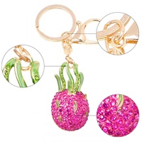 Schattige verse aardbei fruit sleutelhanger leer strass steentjes ananas drakenvrucht lychee mangosteen rugzak hanger papierrecorder