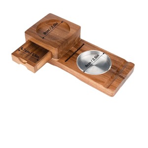 Cendrier en bois massif avec tiroir, plateau métallique de 9 cm, porte-verre à whisky, design minimaliste - Product Image 1