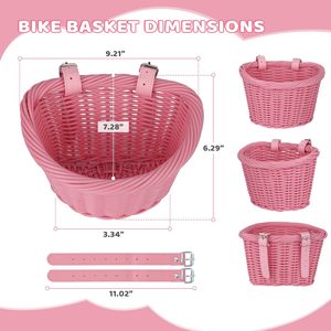 Cestino <span class=keywords><strong>per</strong></span> Bicicletta in Vimini, Cestino Anteriore Pieghevole a Sgancio Rapido, Robusta Borsa Portaoggetti in Plastica Fatta a Mano <span class=keywords><strong>per</strong></span> Bambini - Product Image 3