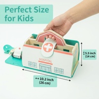 Ensemble de jouets médicaux portables et pliables en bois pour enfants : ambulance, accessoires de docteur, jeux d'imitation, trousse de jeu médical à emporter