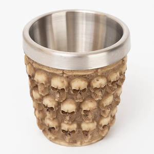 Vintage <span class=keywords><strong>Resin</strong></span> 3d baja nirkarat bentuk tengkorak kopi kuat cangkir anggur putih penyihir Viking dekoratif Halloween cangkir potret tengkorak kaca - Product Image 1