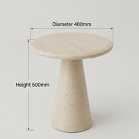 Table d'appoint ronde en pierre blanche écologique, style cave, de luxe, pour salon, chambre, table basse, projet villa, Émirats arabes unis