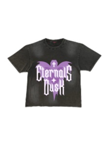 เสื้อยืดกอธิค ETERNAL DUSK เสื้อยืดลายกราฟิกสีดำลายค้างคาว แนวพังก์สตรีทแวร์ เสื้อแฟชั่นผู้ชาย สไตล์ยูนิเซ็กส์ - Product Image 1