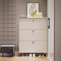 Meuble à chaussures mural ultra-fin en bois crème pour entrée, grande capacité, style moderne, rangement domestique
