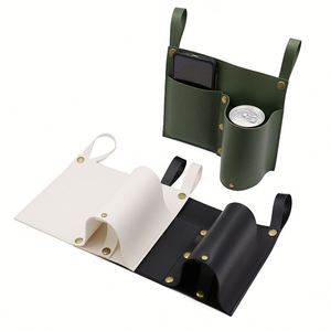Organisateur latéral en cuir PU avec deux poches, porte-gobelet portable et pochette de rangement pour téléphone pour chaise de camping (vente en gros) - Product Image 6