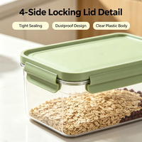 Boîte de conservation alimentaire en plastique avec couvercle à fermeture à 4 côtés, pot de rangement pour réfrigérateur, idéal pour les céréales, les fruits, l'organisation de la cuisine et du garde-manger
