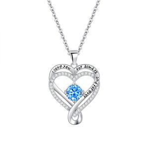 Collana con Ciondolo a Cuore Infinito Placcato Oro Bianco, Incisione 'Ti Amo per Sempre', Zirconi Multicolore, Regalo per Donne - Product Image 5