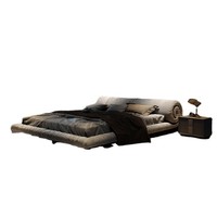 Ensemble de lit rembourré en tissu minimaliste moderne avec cadre en bois de pin Couleur personnalisable Design modulaire-Mobilier de chambre à coucher de luxe