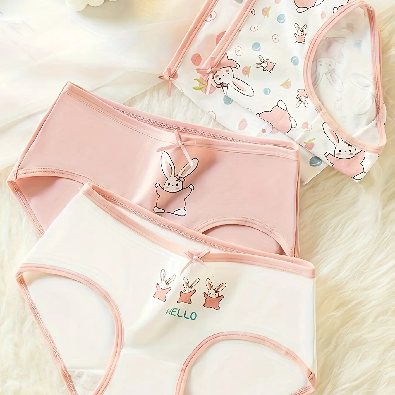 Cartoon Bunny Print Slips Bequeme süße dehnbare Intimates Höschen Damen Dessous Unterwäsche Fabrik Direkt vertrieb Großhandel