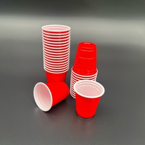 Mini tasses en <span class=keywords><strong>plastique</strong></span> jetables rouges de dégustation de H91061-1 2oz pour la fête de Noël - Product Image 3