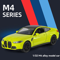 Modèle de voiture moulé sous pression 1:32 BWM M4 avec son et lumière Pullback avec base Décorer Recueillir Décorer Ornement Modèle de voiture en métal Jouets