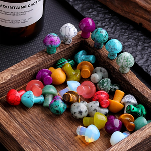 หินคริสตัลธรรมชาติขัดเงา หินบำบัดรูปเห็ด อัญมณีตกแต่งงานฝีมือ ของตกแต่งตามหลักฮวงจุ้ย สำหรับผู้หญิงผู้ชาย จี้หยกอาเกต - Product Image 5