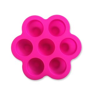 Amazon Venta caliente 7 cavidad de huevo de silicona <span class=keywords><strong>muerde</strong></span> molde con tapa para comida de bebé congelador bandeja - Product Image 5