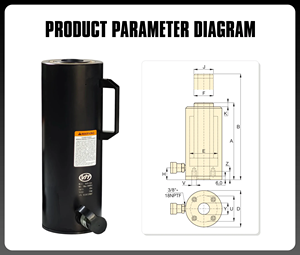 กระบอกไฮดรอลิกแบบกลวงเดี่ยว น้ำหนักเบา อลูมิเนียมคุณภาพเทียบเท่า ENERPAC ระยะชัก 200 มม. รับน้ำหนัก 30 ตัน - Product Image 3