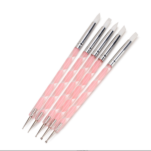 Poignée en Silicone brosse à ongles cire <span class=keywords><strong>crayon</strong></span> cire stylo usine vente en gros Double tête <span class=keywords><strong>acrylique</strong></span> Nail Art brosse ronde Art <span class=keywords><strong>blanc</strong></span> Nylon 10 ensembles - Product Image 2