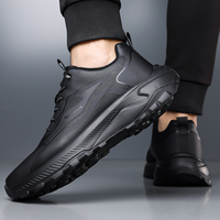 Chaussures de course décontractées pour hommes toutes saisons, empeigne en cuir, fermeture à lacets pour un confort respirant