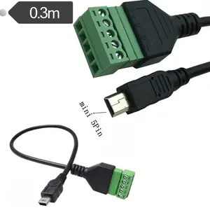 Zechao USB Mini 5p Masculino para Solderless Terminal Extensão Cabo de Carregamento USB Micro Data Transmission Cable