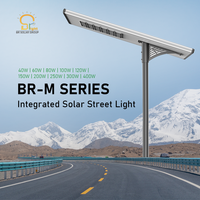 Lampadaire solaire LED tout-en-un intégré 30W 40W 60W 80W, installation facile, pour projets routiers ruraux