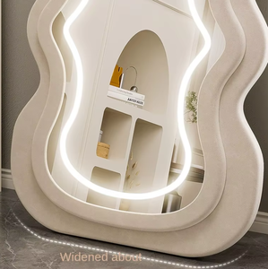 מראה רצפתית כפולה, קמורה, לא סדירה, במסגרת פלנל, מראה באורך מלא - Product Image 6