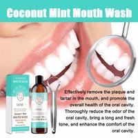 Enjuague Bucal OEM de Coco y Menta con Mentol y Raspador de Lengua, Sin Alcohol, 100 ml, Blanqueador Dental, Antiséptico, Aliento Fresco, Encías Saludables