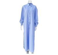 Robe chemise midi décontractée pour femme, coupe ample et oversize, col à revers, boutonnée, avec fente, pour usage quotidien