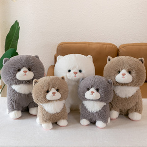Venta al por mayor <span class=keywords><strong>gato</strong></span> de dibujos animados lindo cara redonda Animal de peluche gris muñeca realista rayas Tabby ojos grandes <span class=keywords><strong>gato</strong></span> muñeca - Product Image 2