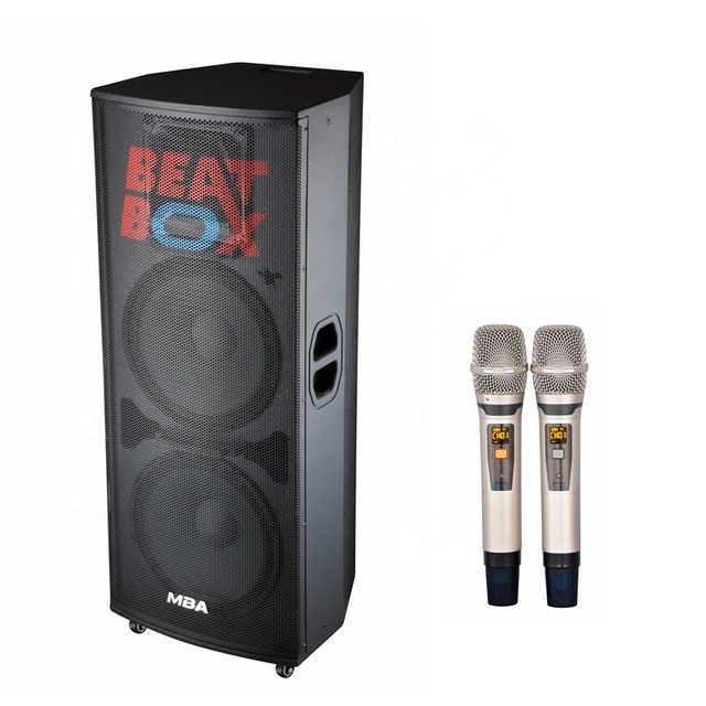 Dual 15 Inch Big Power Active pa Speaker Professional Outdoor System Karaoke Stage Speaker with High Quality Microphones