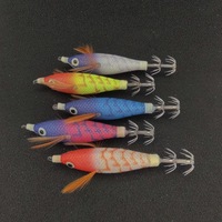 Ensemble de leurres lumineux en bois de 55 cm pour crevettes et calmars, avec hameçons, 10 pièces, conception bionique
