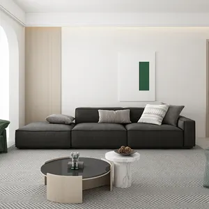 Conjunto de sofá modular tecido camurça verde preto Minimalismo 4 lugares incluindo 4 travesseiros da mesma cor sofá