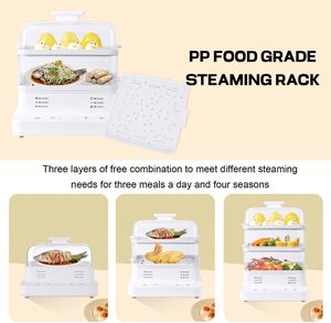 Electric Three Tier Food Steamer 12L Stainless Steel Housing Household Use <b>Stackable</b> <b>Baskets</b> Removable Base 1200W Fast Healthy - Product Image 2