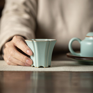 Ru Ware Song Dynasty Style Ceramic <b>Teacup</b> Personal Tasting Cup For Kung Fu Tea Set - Product Image 4