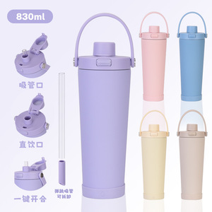 2026 Luxury 830ml Magnetic Handle Water Bottle Wholesale Custom Logo Stainless Steel Vacuum Insulated Dual Drink Straw Flask - Product Image 2