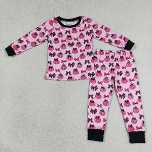 Conjunto de Ropa para Niñas, Modelo 2026, con Estampado de Calabazas y Lazos, Pantalones y Pijama para Otoño - Product Image 1