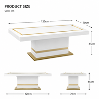 Table basse rectangulaire en miroir blanc et or, finition miroir, table centrale pour salon moderne, villa, hôtel, mobilier