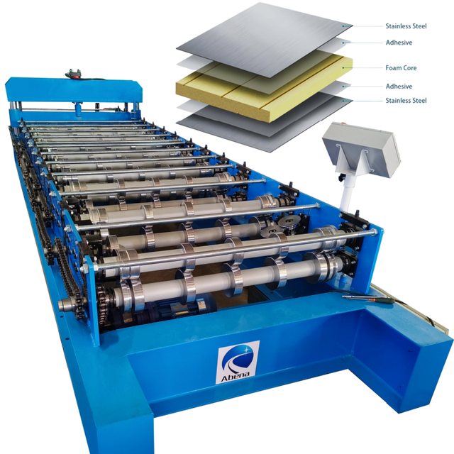 Galvanised Steel /aluminum Sandwich Panel Roll Forming Machine Modern Constructions Composite Board Metal Face Making Machine