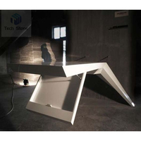 Ensemble de tables et chaises de bureau modernes en bois, design combiné blanc et rouge, convertible