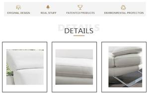 الحديثة جلد الأريكة مسند الرأس قابل للتعديل غرفة المعيشة على شكل l الزاوية أريكة أثاث عصري مع معدني ساق فولاذ لا يصدأ - Product Image 3