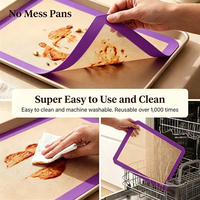 Tapis de cuisson en silicone souple à bords violets, renforcé de fibres de verre, anti-fissures, enroulable, antiadhésif, pour petit rangement de cuisine