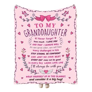 Manta con mensaje de amor para mi nieta, estilo princesa rosa, rectangular, suave y acogedora, para uso doméstico - Product Image 3