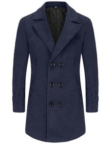 Manteau en laine pour hommes d'hiver 2024 mode double boutonnage avec manteau en laine de longueur moyenne en coton - Product Image 3