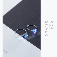 Boucles d'oreilles pendantes en argent sterling 925, cœur coloré dégradé, zircone cubique, pour femmes, accessoires de bijoux fins