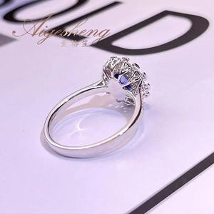 Aigesheng Luxe Sieraden Temperament Sri Lanka Natuurlijke Korenbloem Saffier Diamanten Ring Met Grc Autoriteit Certificaat - Product Image 3