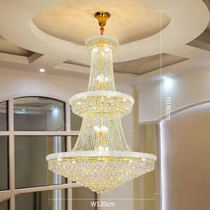 Candelabro de cristal dorado grande para Villa, sala de estar, escalera de lujo, lámpara colgante con altura ajustable para hoteles - Product Image 1