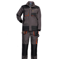 Veste de travail à col zippé avec panneaux renforcés et multiples poches, pantalon cargo résistant à l'usure avec protection des genoux pour la réparation automobile et l'ingénierie