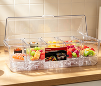 2024 clair 5 condiment serveur glace compartiment réfrigéré amovible plateau à condiments couvercles plats salade pour fruits en plein air fête bar