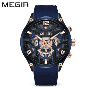Factory MEGIR 2222 New Silicone Multifunction Watch Sport Waterproof Men's Watches Quartz Watches Custom LOGO Wholesale