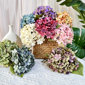 Queyiyi <b>Flowers</b> Artificial Hydrangea 5-Petal Silk <b>Flower</b> Home Decor Wedding Props - Product Image 3